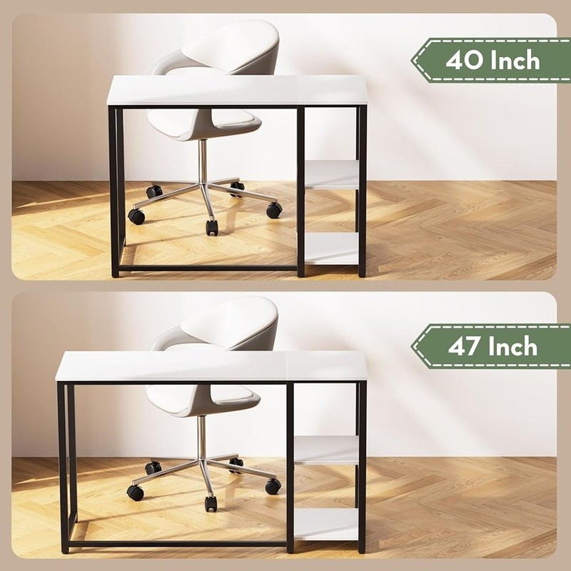 Compact Computer Desk W/ Sturdy Design Tool-Free Assembly Modern Style New