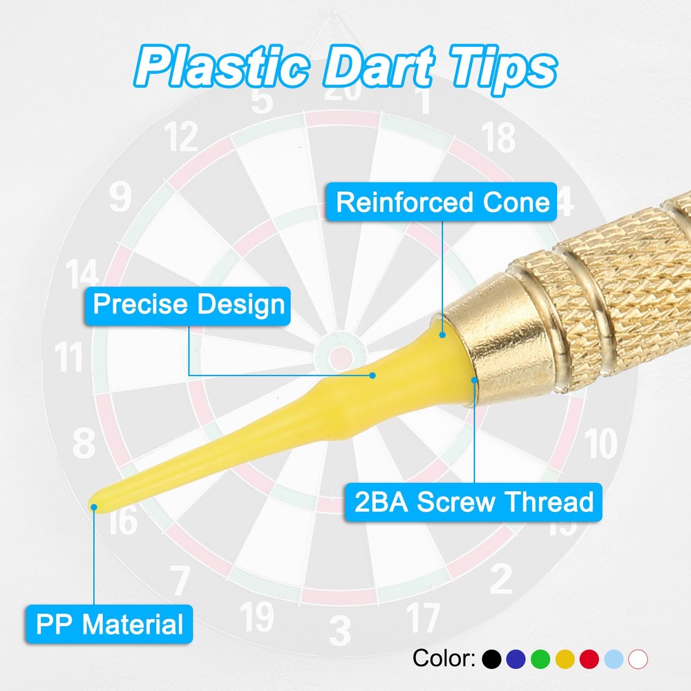 90Pcs 2BA Thread Plastic Soft Dart Tips Replacement Dart Accessories, Yellow