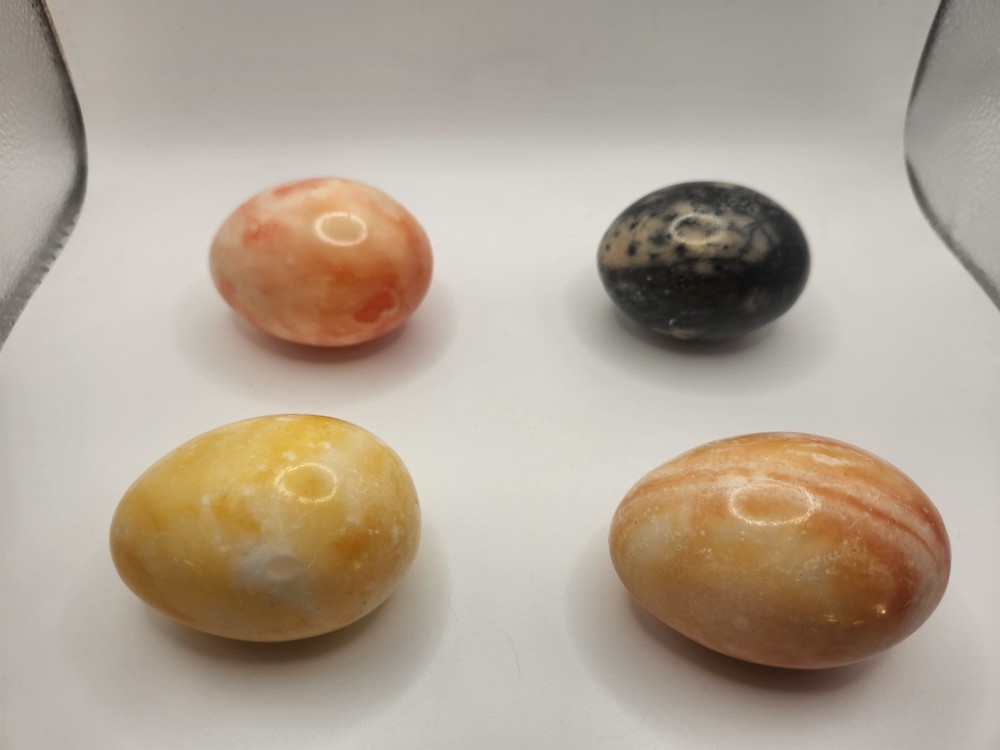 4 Natural Stone Polished Eggs 3”