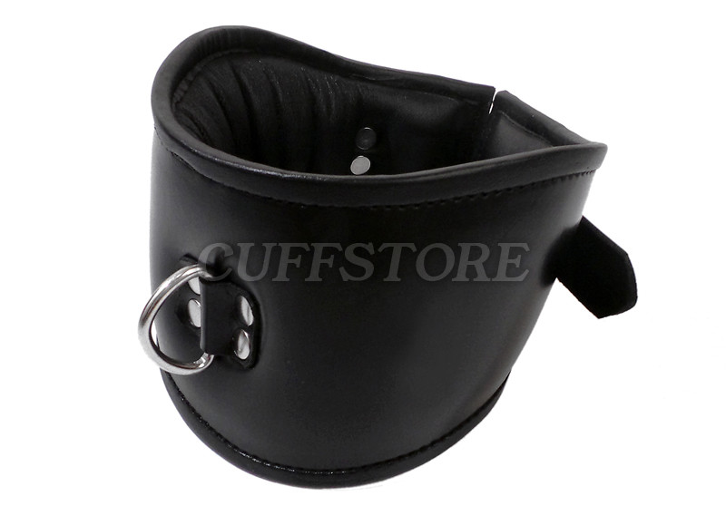 Adjustable Size Deluxe Padded Black Leather Posture Collar