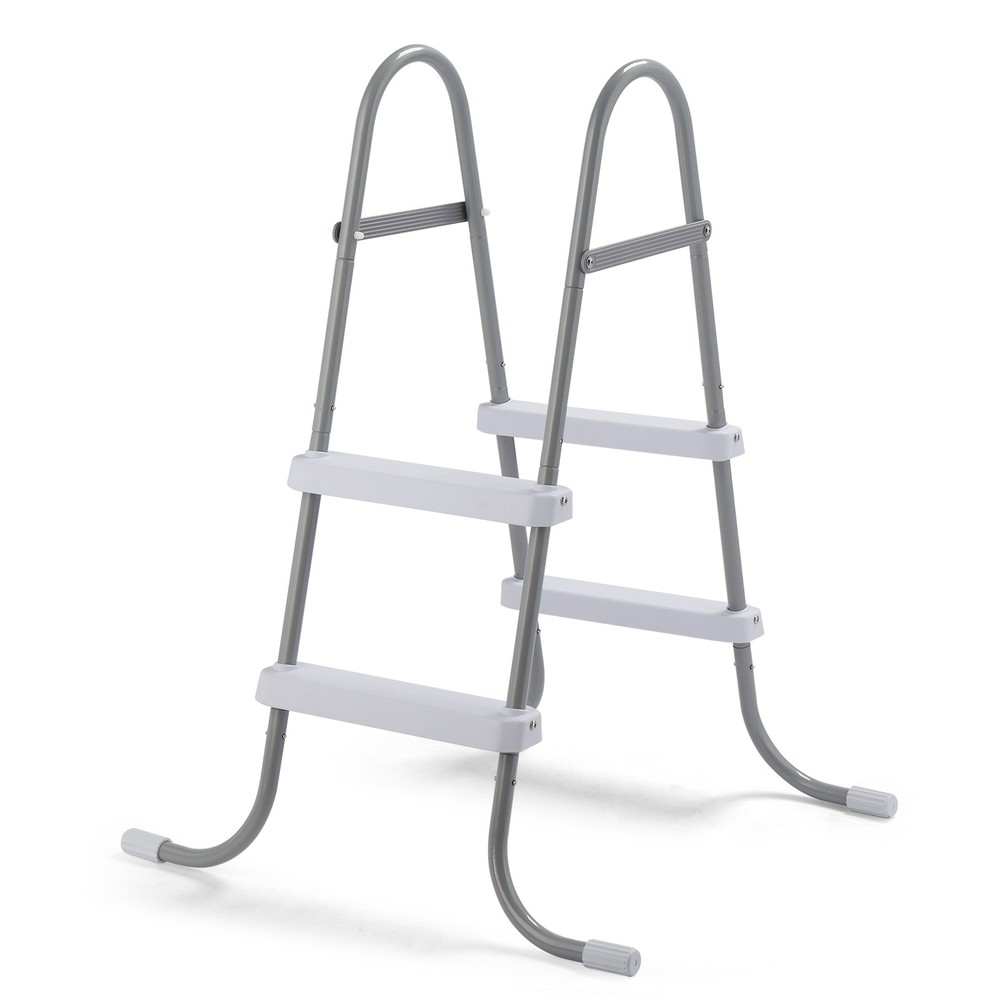 2 Steps 33in Pool Ladder Iron Grey Frame + White Steps NEW ---