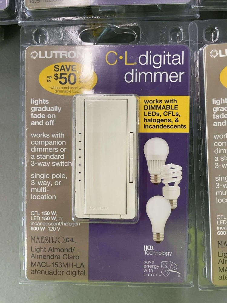 Lutron Maestro Multi-Location LED Toggle Light Dimmer, LigthAlmond MACL-153MH-LA