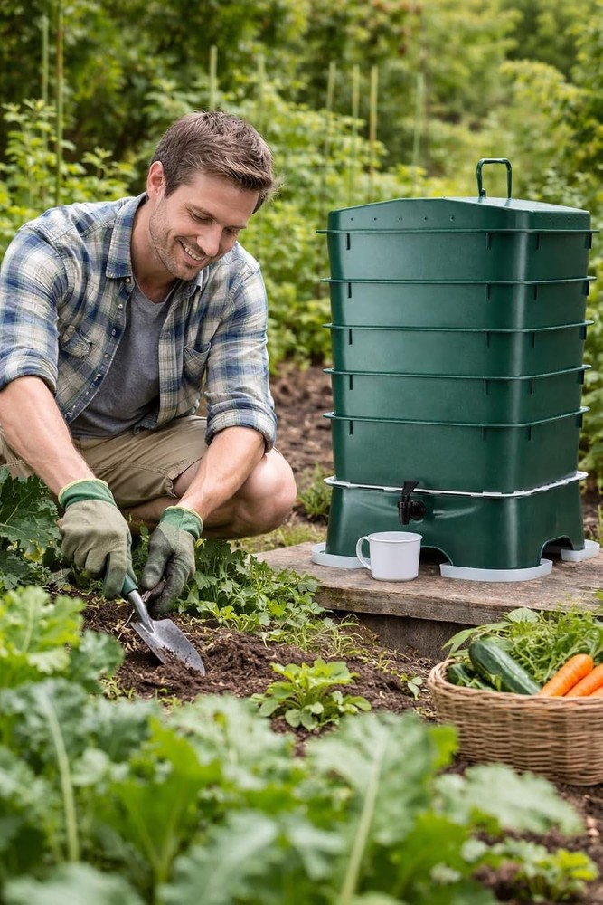 The Plus 5-Tray Worm Composter - Eco-Friendly Indoor & Outdoor Solution