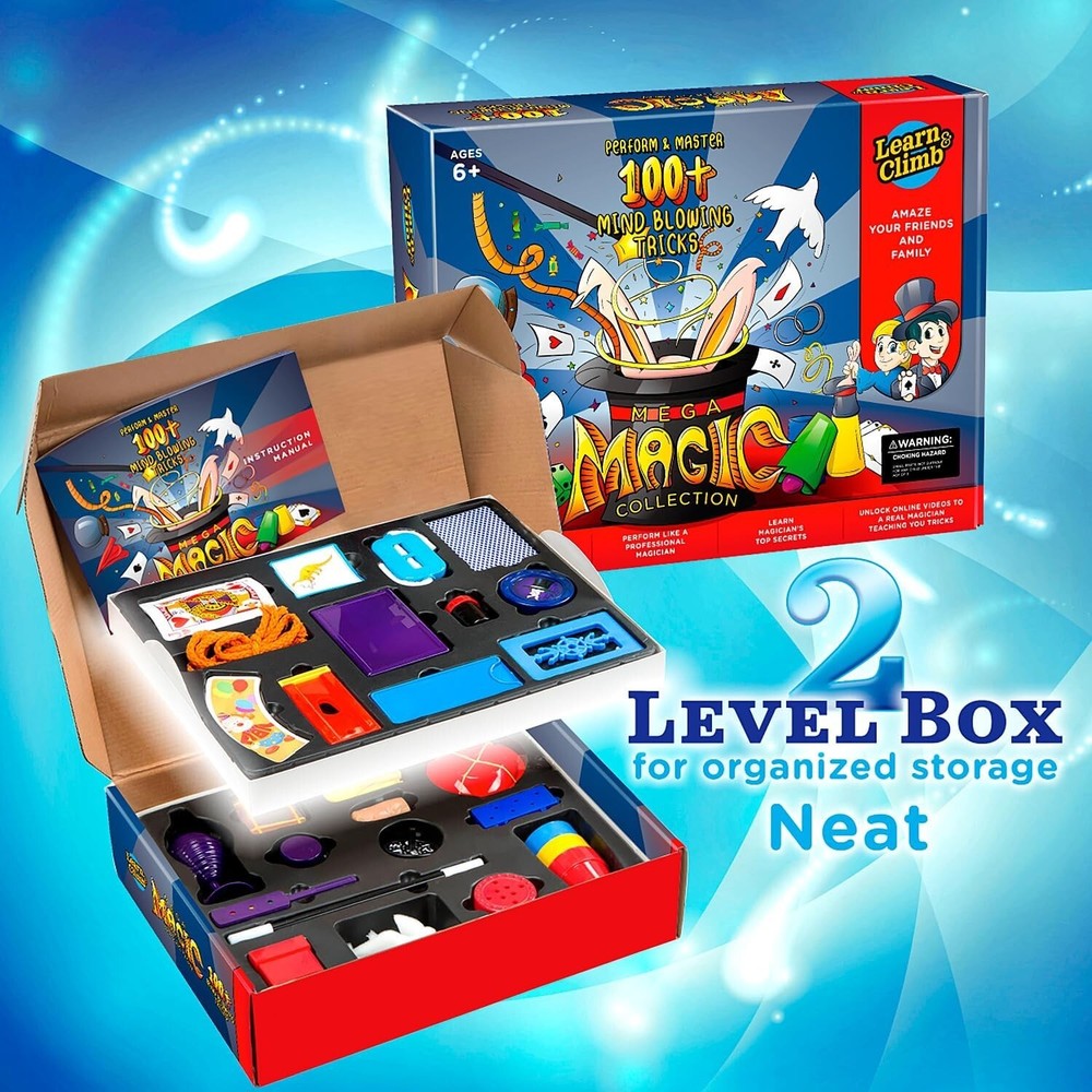 Complete Magic Set for Young Magicians - 28 Props & Quality Storage Table