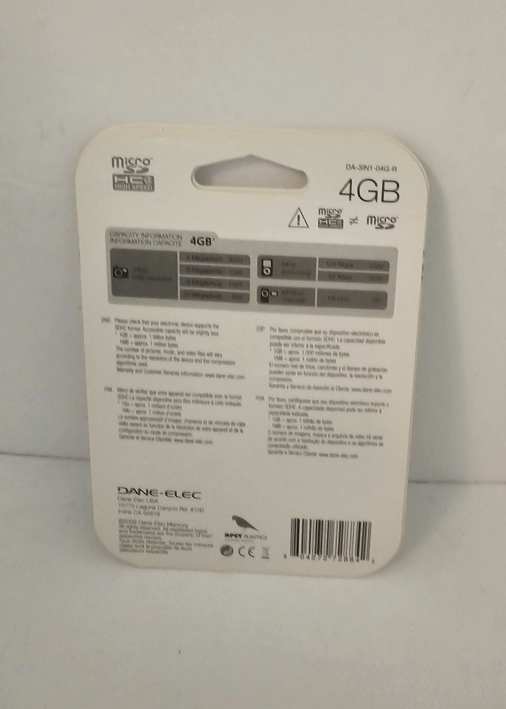 NEW 2 Pack Dane Elec 4GB Micro SDHC Memory Cards +SD Adapter +USB Drive adapter