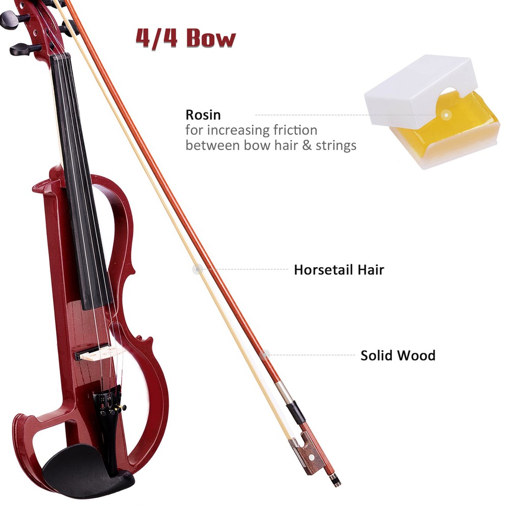 4/4 Size 2 Style Electric Silent Violin Set Practicing Performing w/ Case Gift
