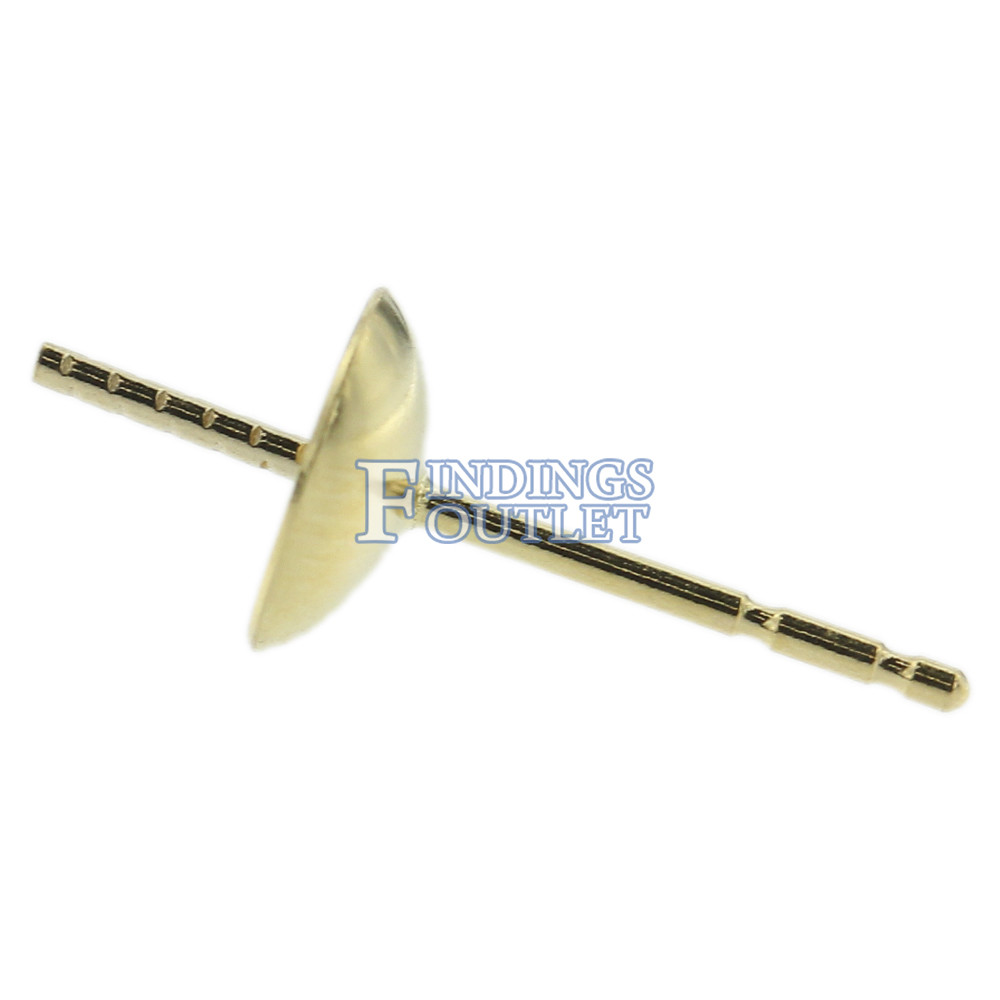 14k Yellow Gold Round Pearl Post Stud Earring Mounting Setting Push Back Post