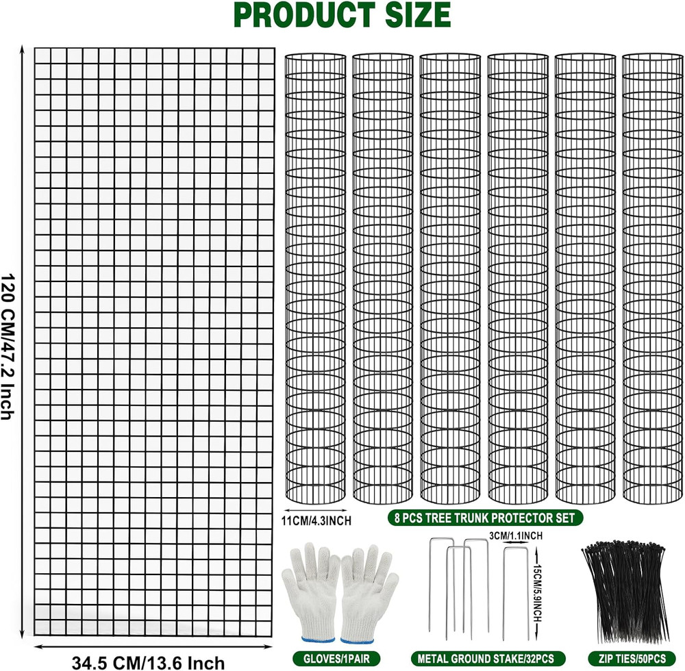 8 Pcs Metal Tree Trunk Protector Guard, 48" Mesh Tree Guards Trunk Protector wit