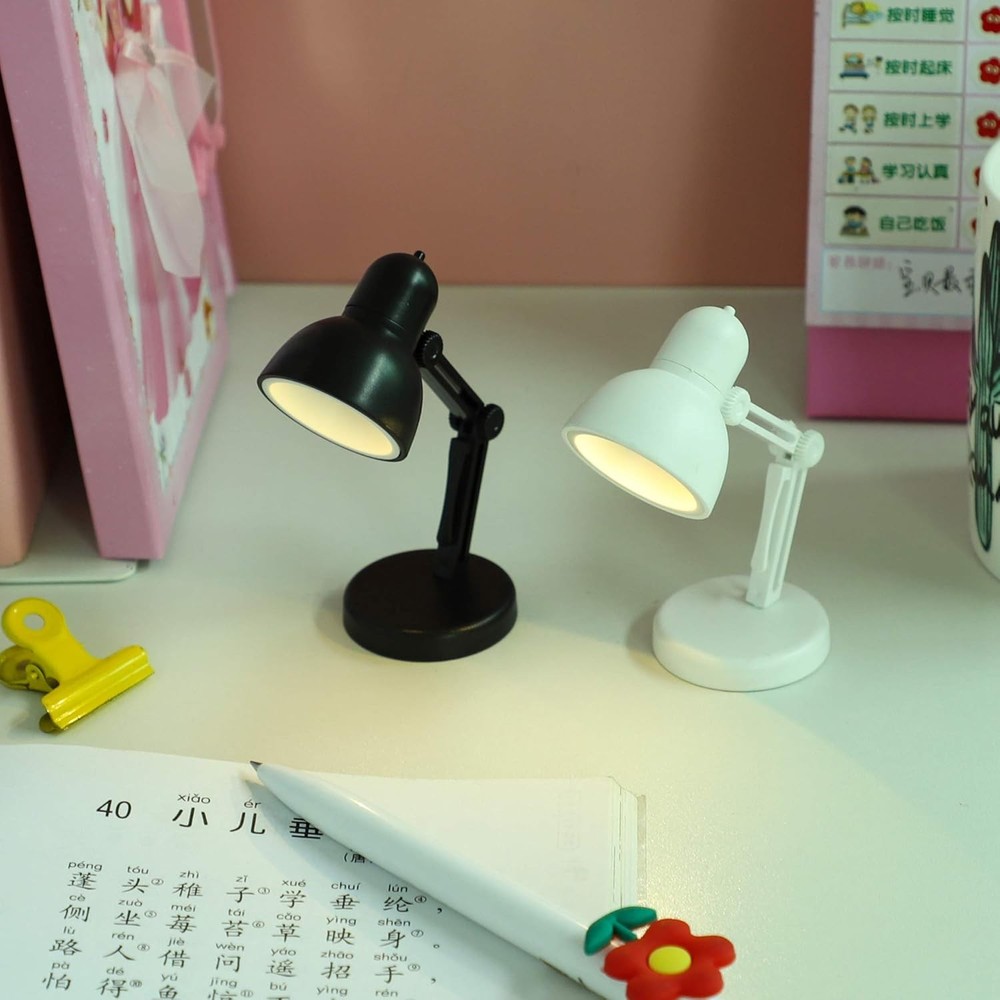 2 Pack Foldable LED Mini Table Lamp Portable Night Reading Light White