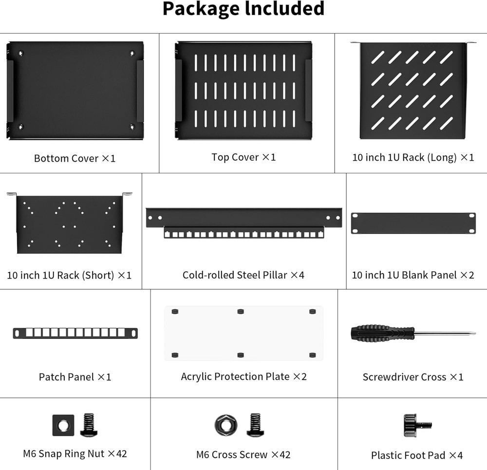 Compact 8U Mini Server Rack Cabinet for Network & A/V Equipment, Black
