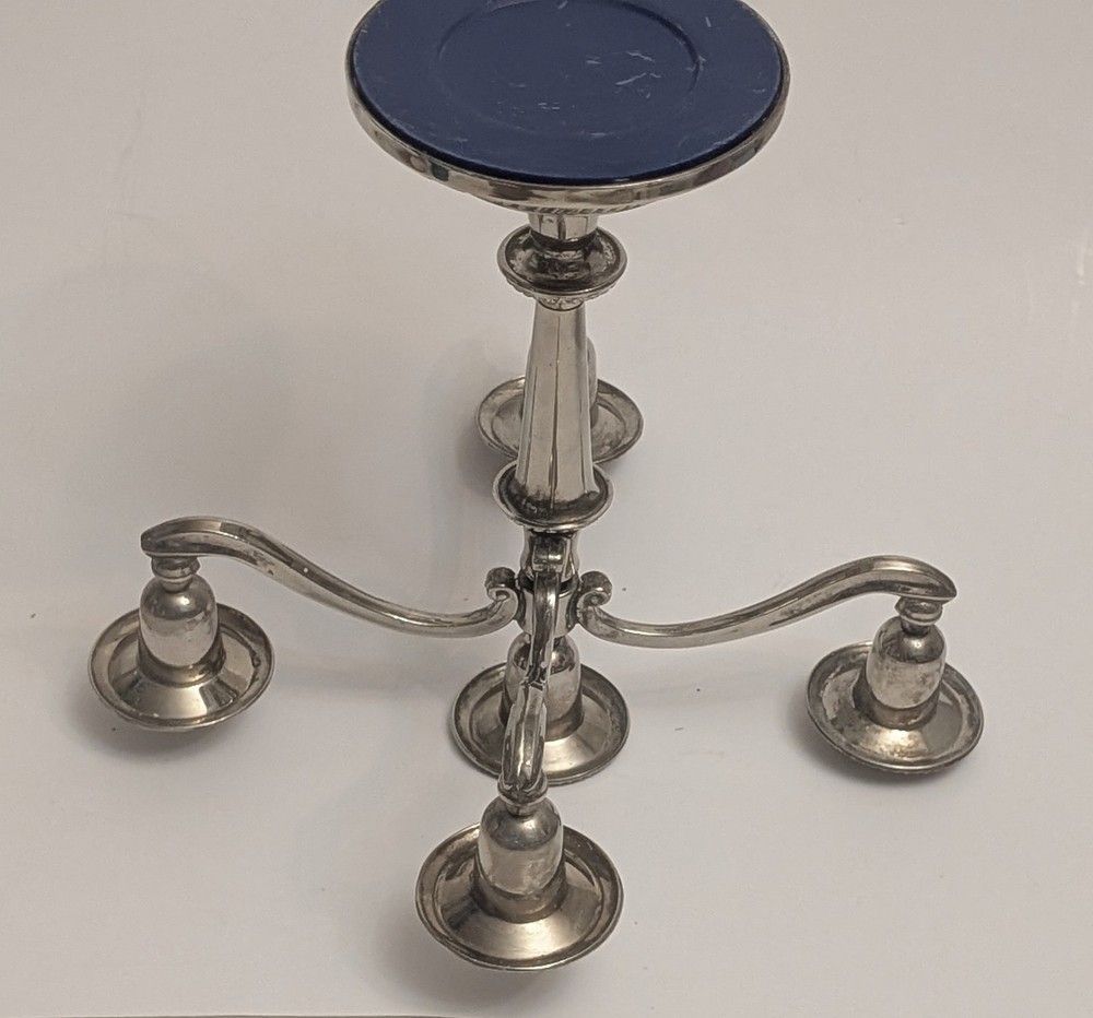 Vintage Silver Plate Adjustable Five Arm Candelabra