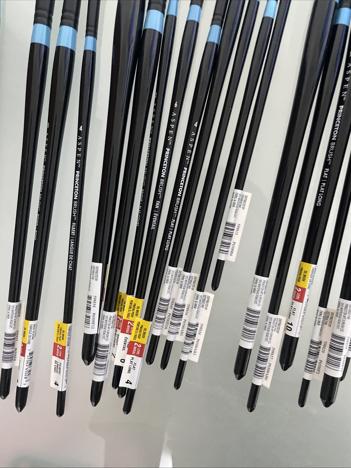 LOT OF 49 - Princeton Aspen Long Handle Oil Acrylic Synthetic Paint Brushes