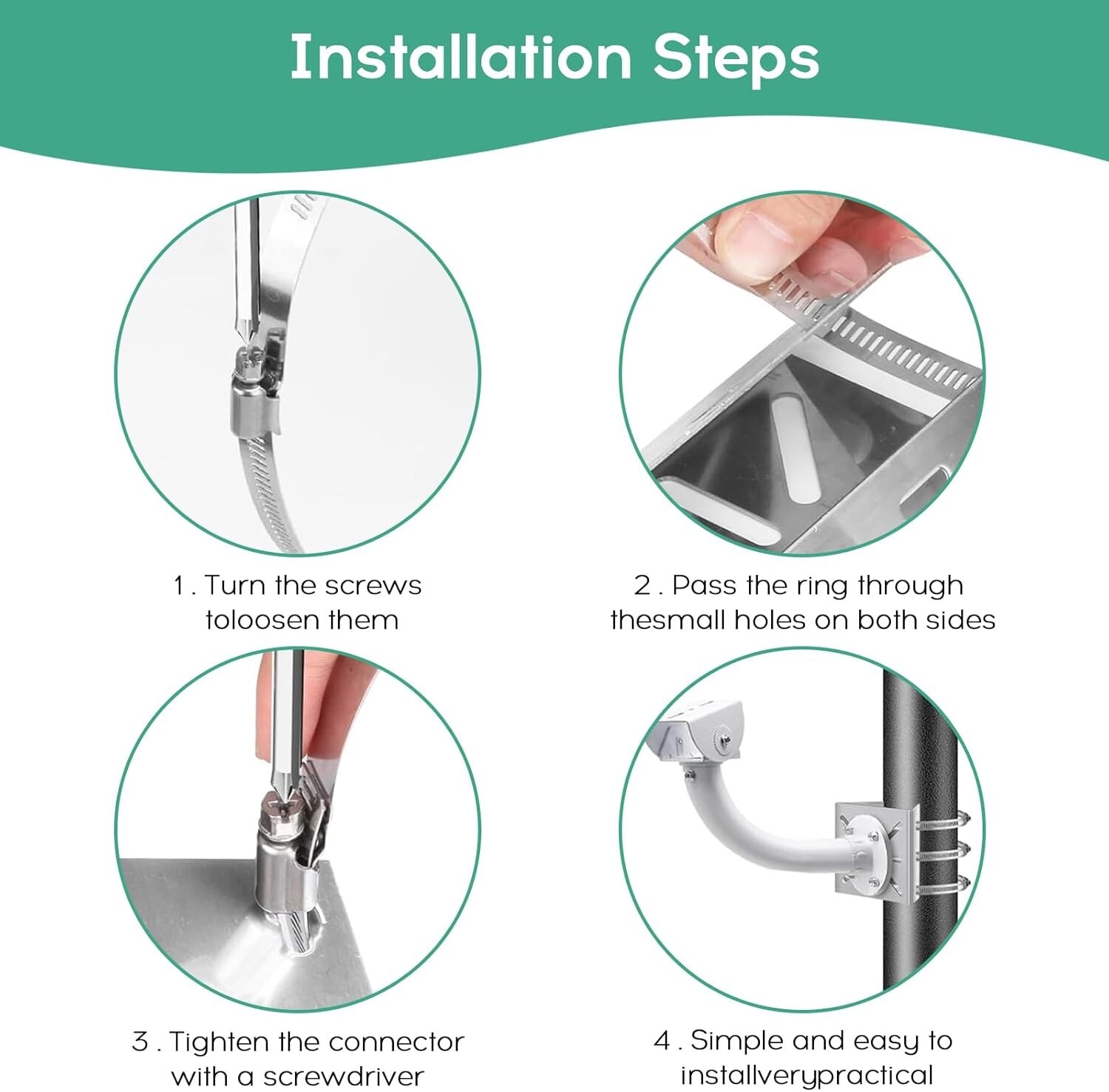 3 Loops Stainless Steel Corner Mount Bracket for IP CCTV Security Cameras