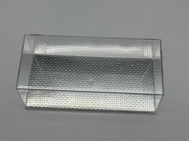 AMT 936/12 Plastic Display Case 10"x4"x3 3/4" Chrome Diamond Plate Base Stackabl