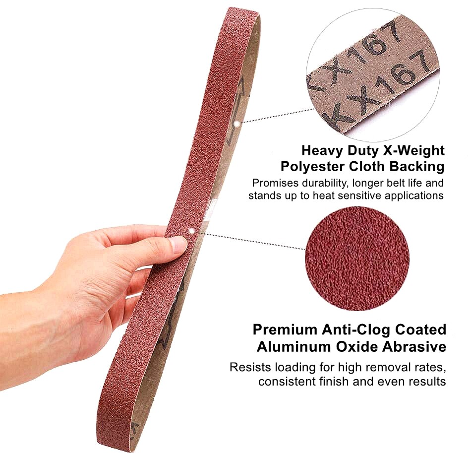 Sanding Belt 1 x 30 in 18-Pack 60 80 120 150 240 400 Grit Sander Belts Sandpaper