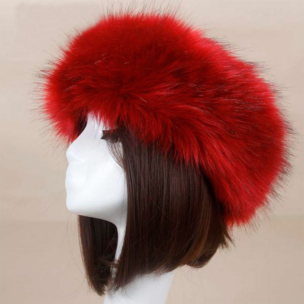 Women's Winter Russian Fluffy Faux Fur Headband Hat Thick Ear Warm Snow Ski Cap