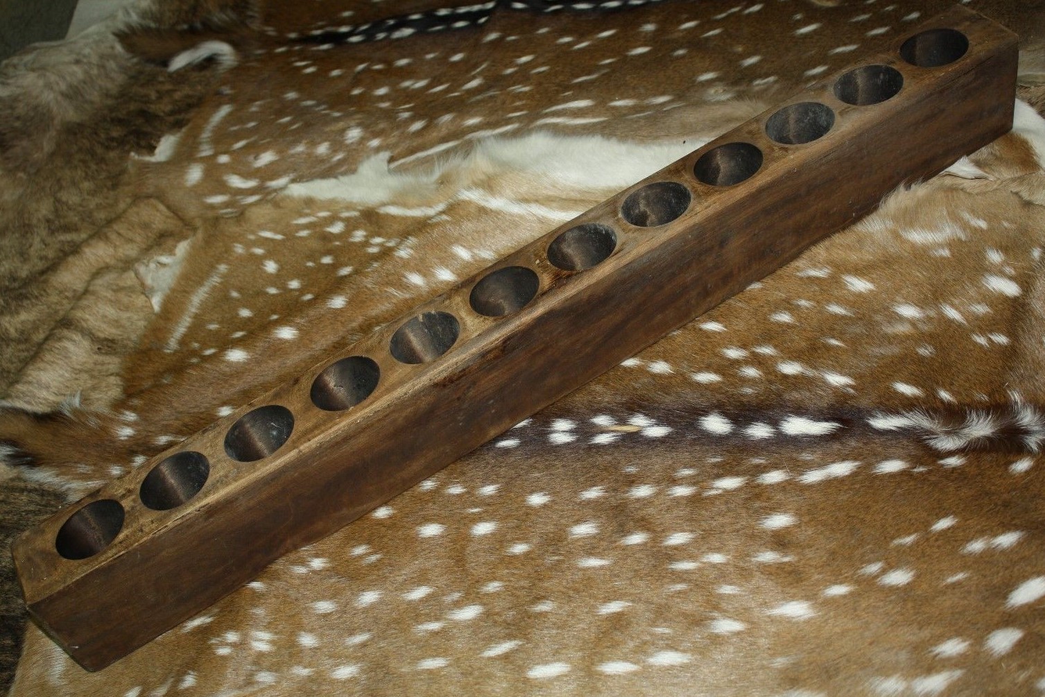 12 Hole Wooden Sugar Mold Wood Candle Holder Primitive Rustic Home Decor