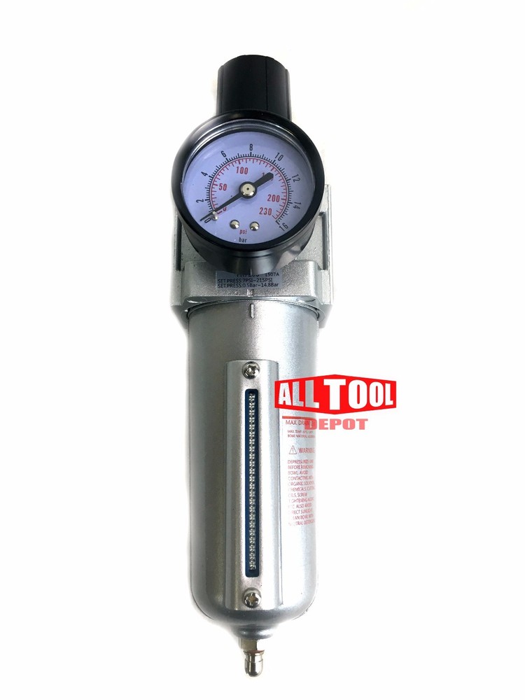 1/2" Air Compressor Regulator & Filter Combo w/ Gauge /Manual Drain