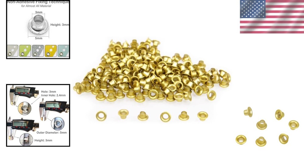 Versatile Gold 1/8" Quicklet Eyelets - 200 PCS for DIY Projects & Embellishments