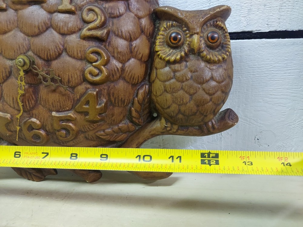 Vintage MCM 1974 Arnel's Owl Clock Untested