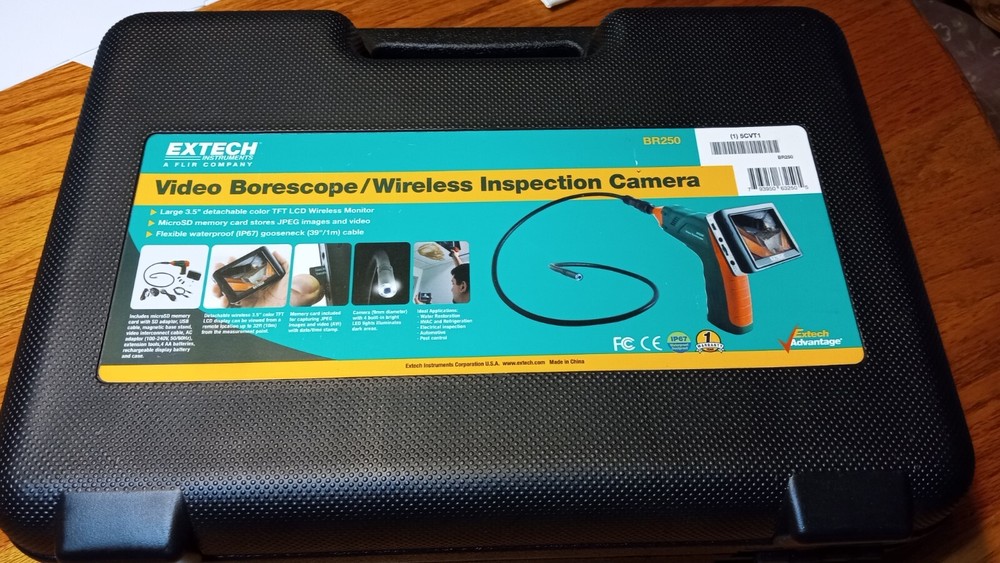 Extech BR250 Borescope Wireless Inspection Camera W 38” Cable 3.5”Monitor - New