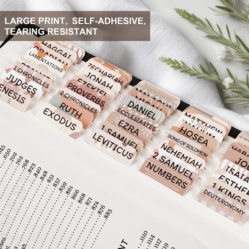 Laminated Bible Tabs for Women & Men - Large Print Study A-boho