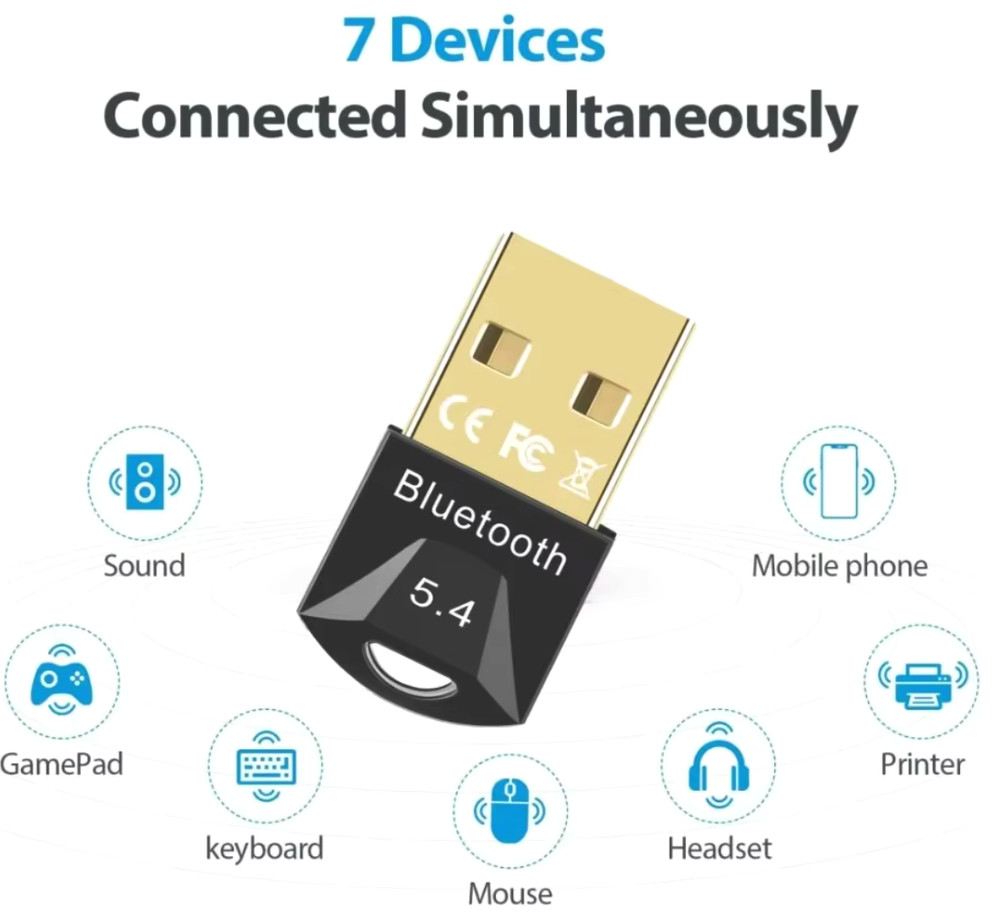 USB 2.0 Bluetooth 5.3 Dongle Adapter Wireless Transmitter Receiver for Laptop PC