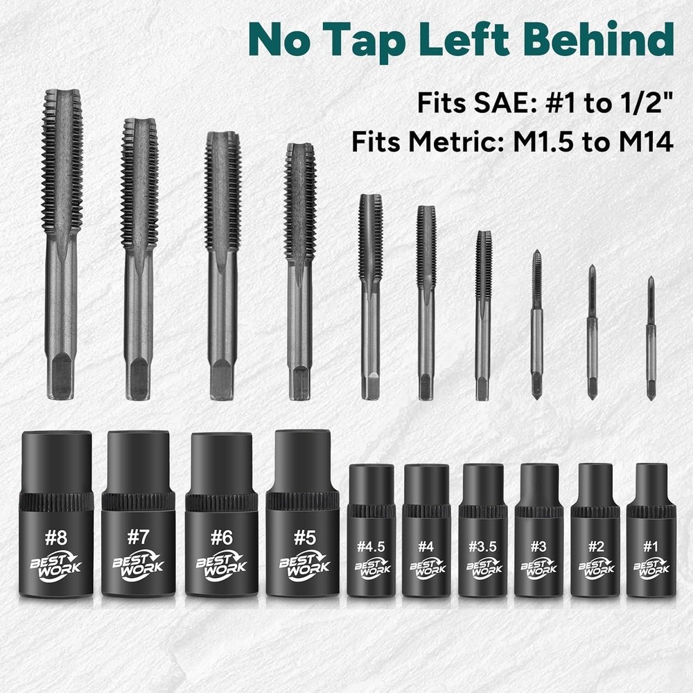 12Pcs Magnetic Tap Socket Set, 1/4", 3/8" Square Drive Tap Handle Tool