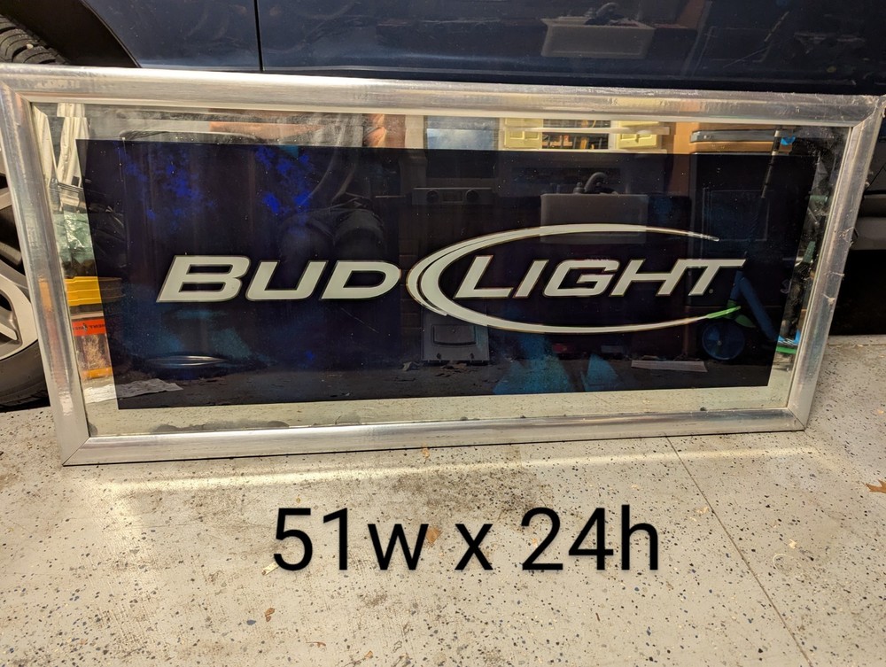 large bud light bar mirror. 51w x 24h