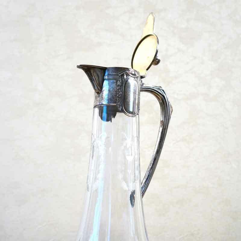 Unique Antique Silver Crystal Repousse Jug