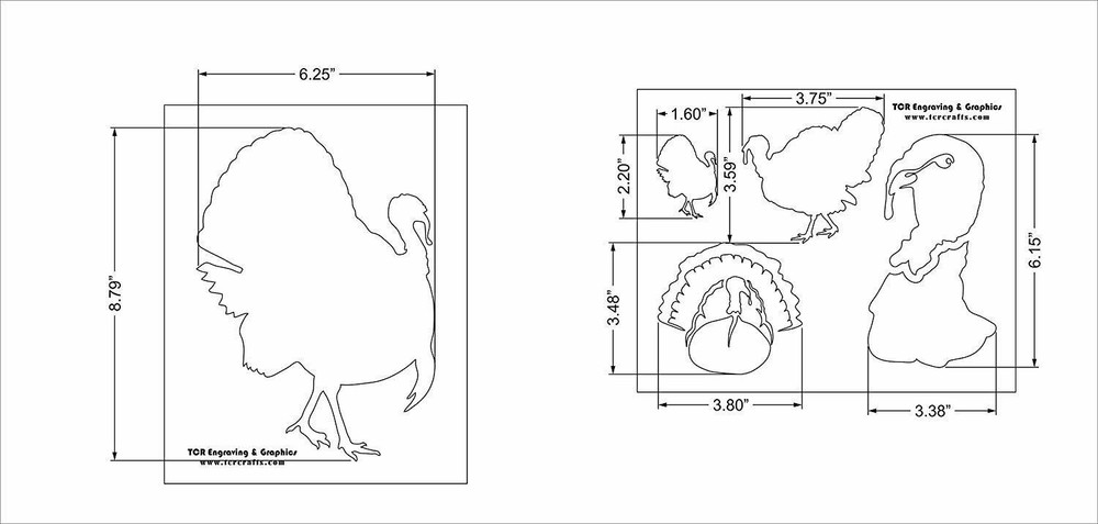 Turkey Stencils 2 Pc Set - 14 mil Mylar