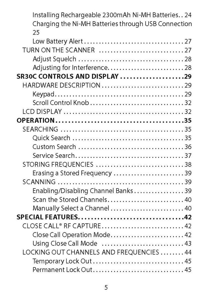 Uniden SR30C Instructions Operating Manual User Guide Coil Bound