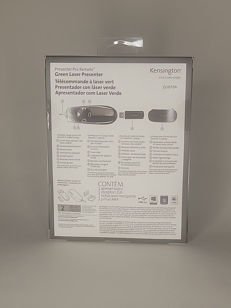 NEW KENSINGTON PRESENTER PRO REMOTE GREEN LASER POINTER