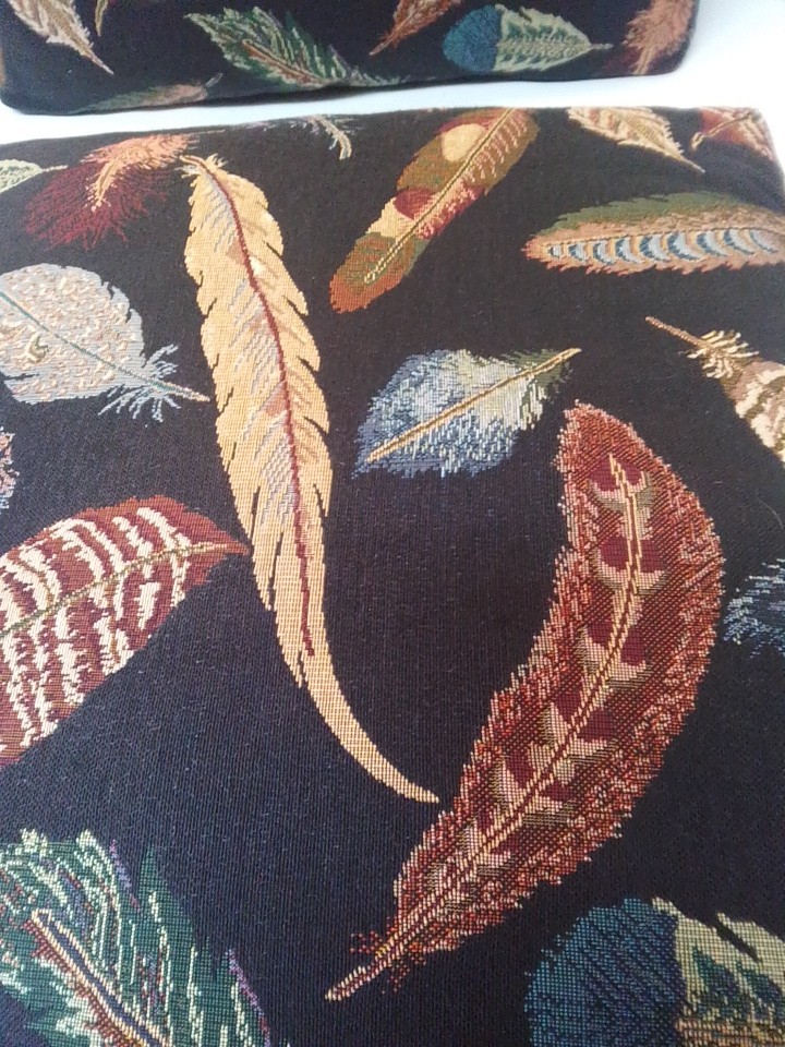Large Embroidred Pillow Multiple Feather Pattern 20" X 20"