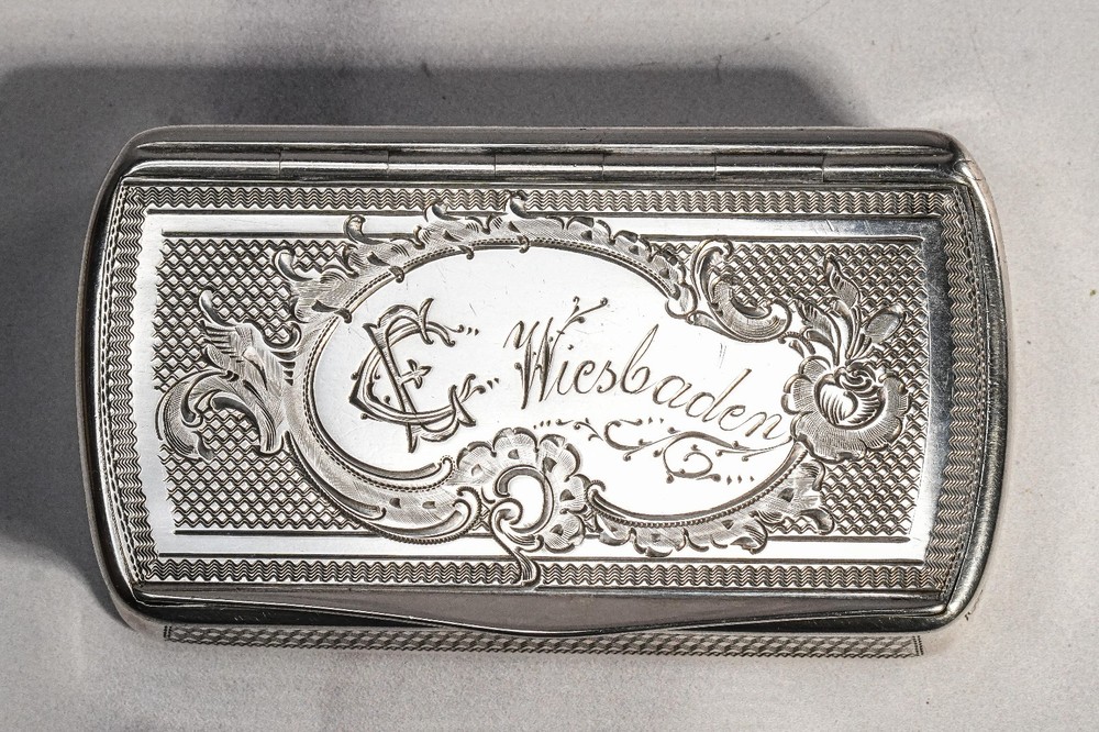 Intricate Engine Turned Pattern Antique Victorian 800 Silver Snuff Box