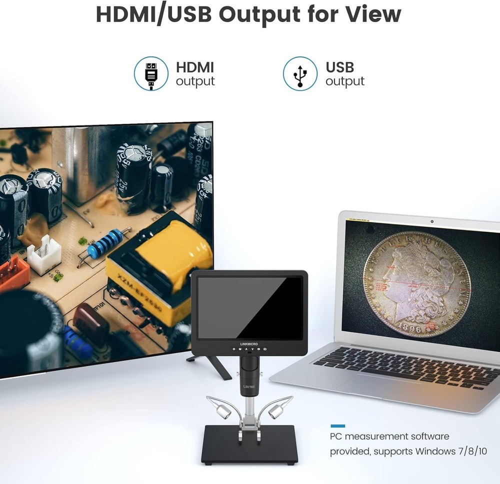 LM249MS 3 Lens 10.1" HDMI Digital Microscope 2000X Soldering Microscope Camera