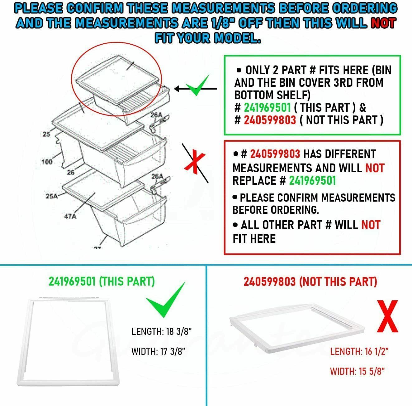Meat Pan ( Top ) Shelf Frame Compatible with Frigidaire PS2363832 241969501