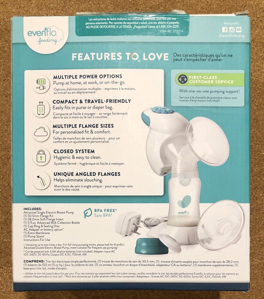 Evenflo Feeding Advanced Single Electric Breast Pump Compact Closed System