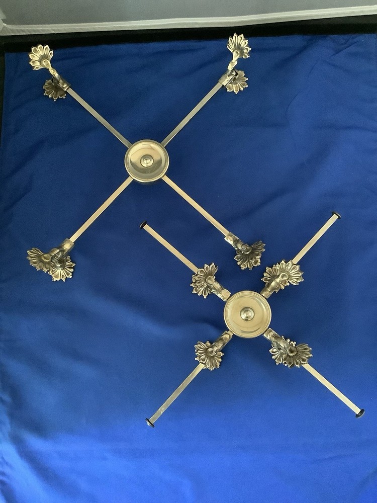 FREE SHIP Pair Italy Silverplate Adjustable Raised Trivets Stands