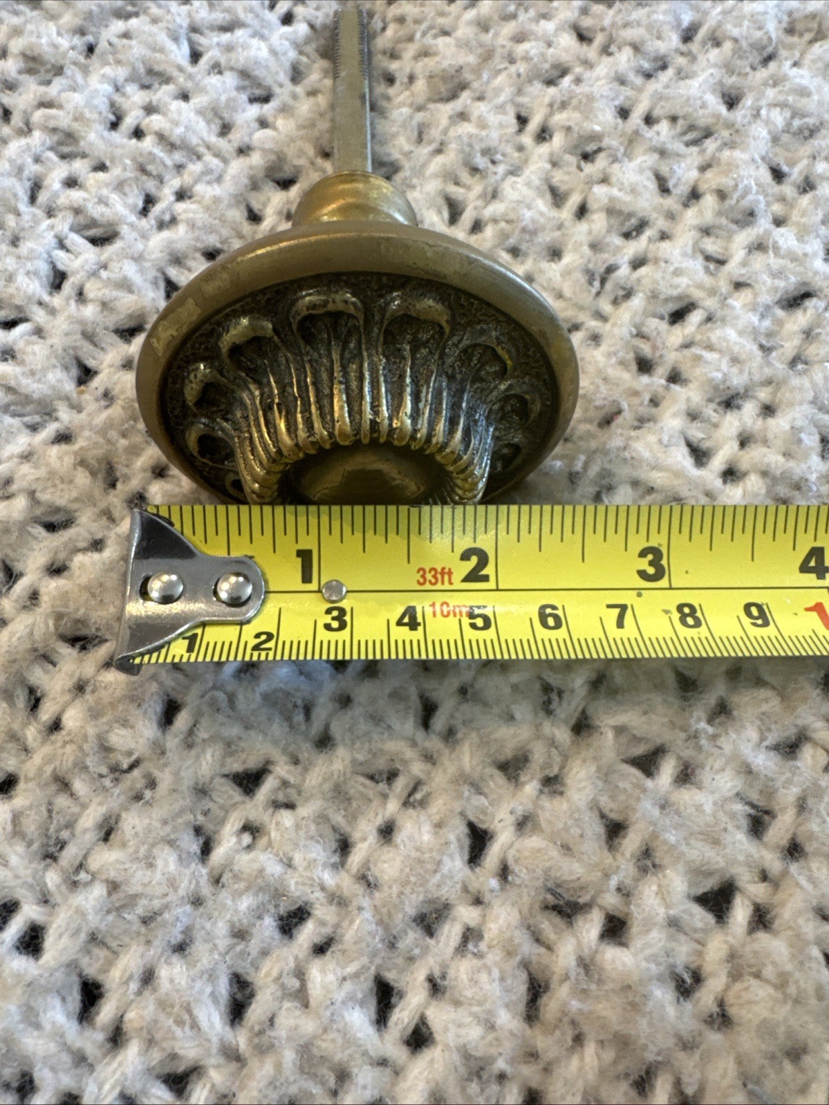 Vintage Ornate Solid Brass Door Knob, Portugal, Mid-Century, Floral Rosette