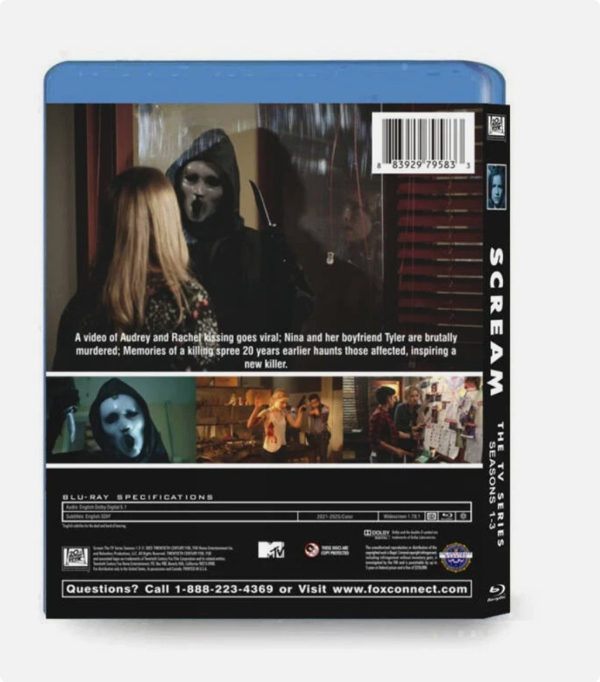 Scream 电视剧第 1-3 季:BD 3 光盘所有区域套装英语音频-