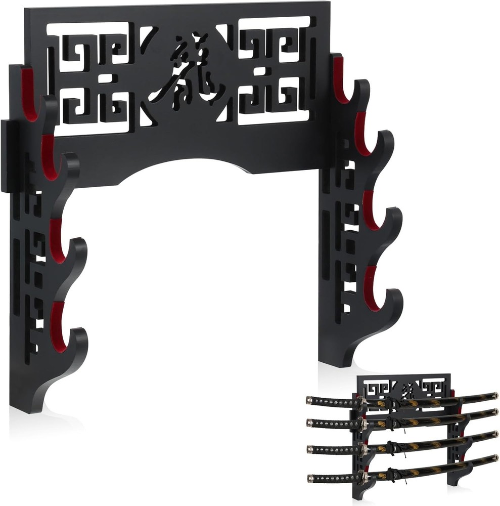 Katana Sword Stand Wall Mount Display Four Tier Holder