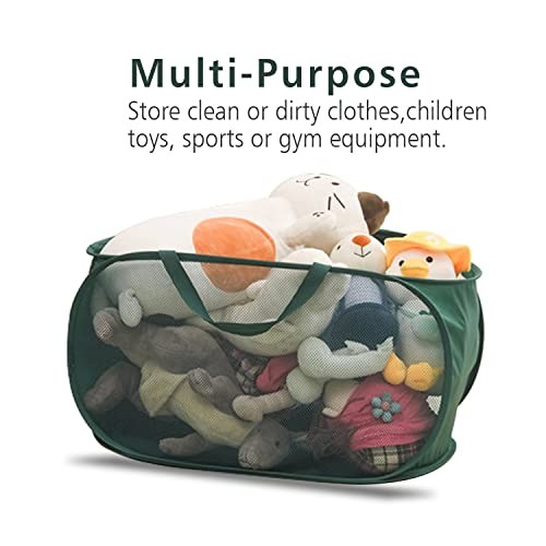 Pop Up Laundry Hamper,Collapsible Horizontal Baskets with Handles & Side Grey
