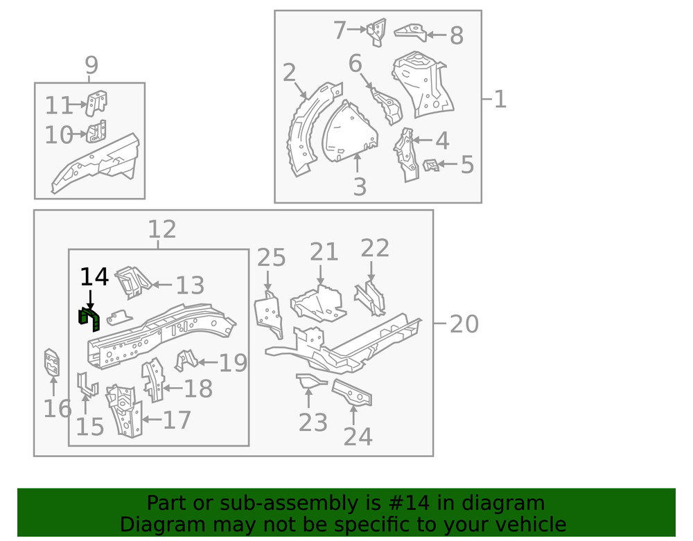 Passenger Side Front Compartment Inner Side Rail Front Reinforcement (84240690)