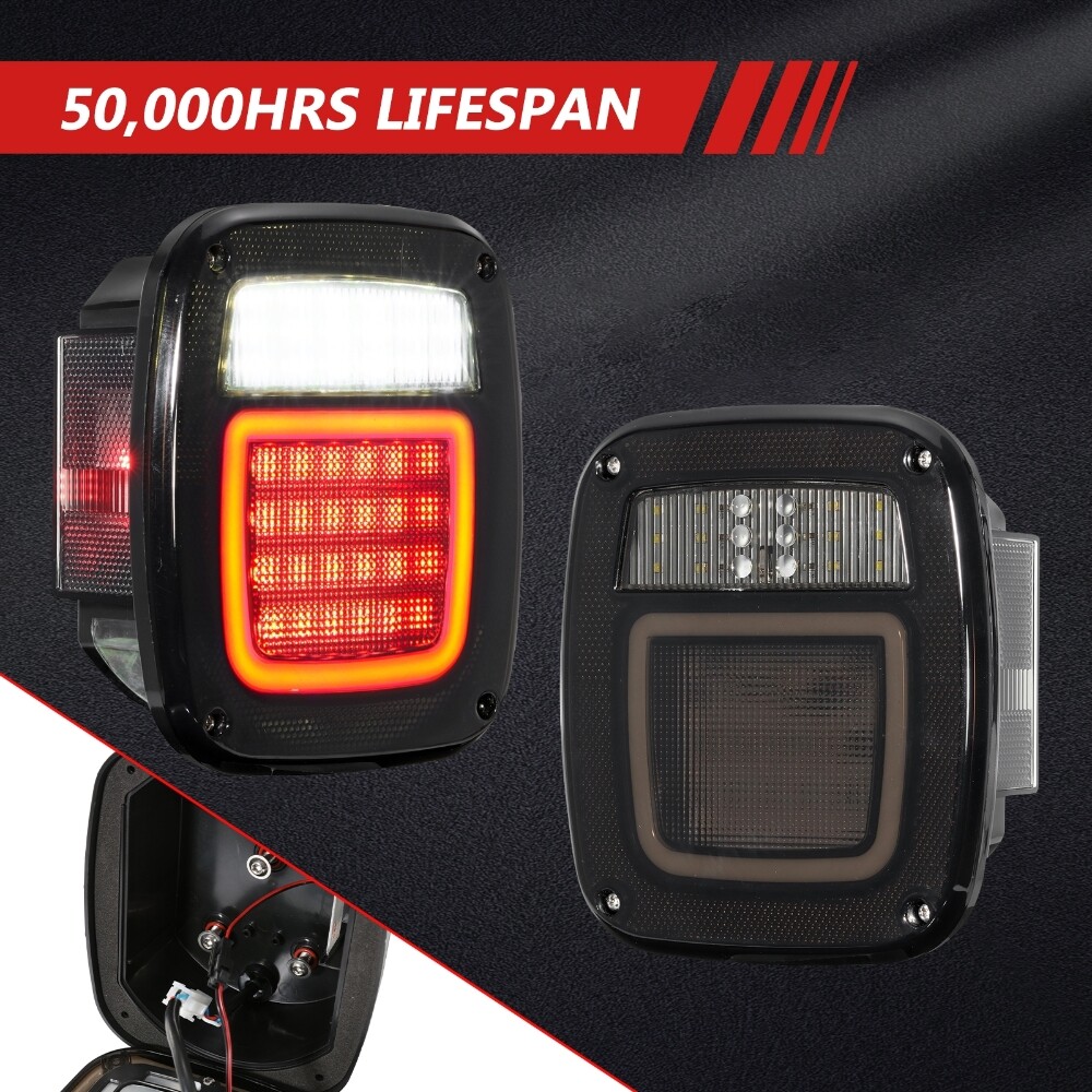 For Jeep Wrangler TJ CJ LED Tail Lights Brake Reverse License Plate Light 83-LED