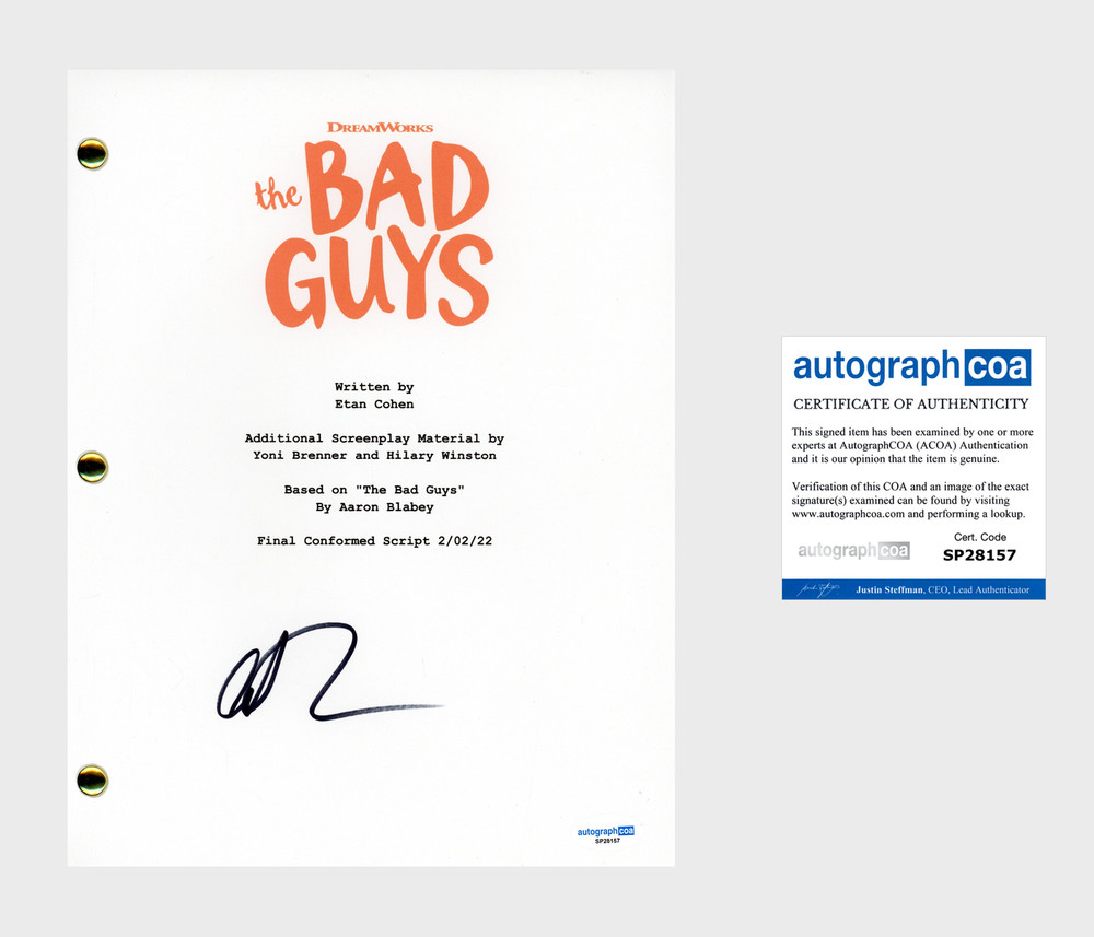 Anthony Ramos ‘The Bad Guys’ Signed Full Script Screenplay ‘Piranha’ ACOA