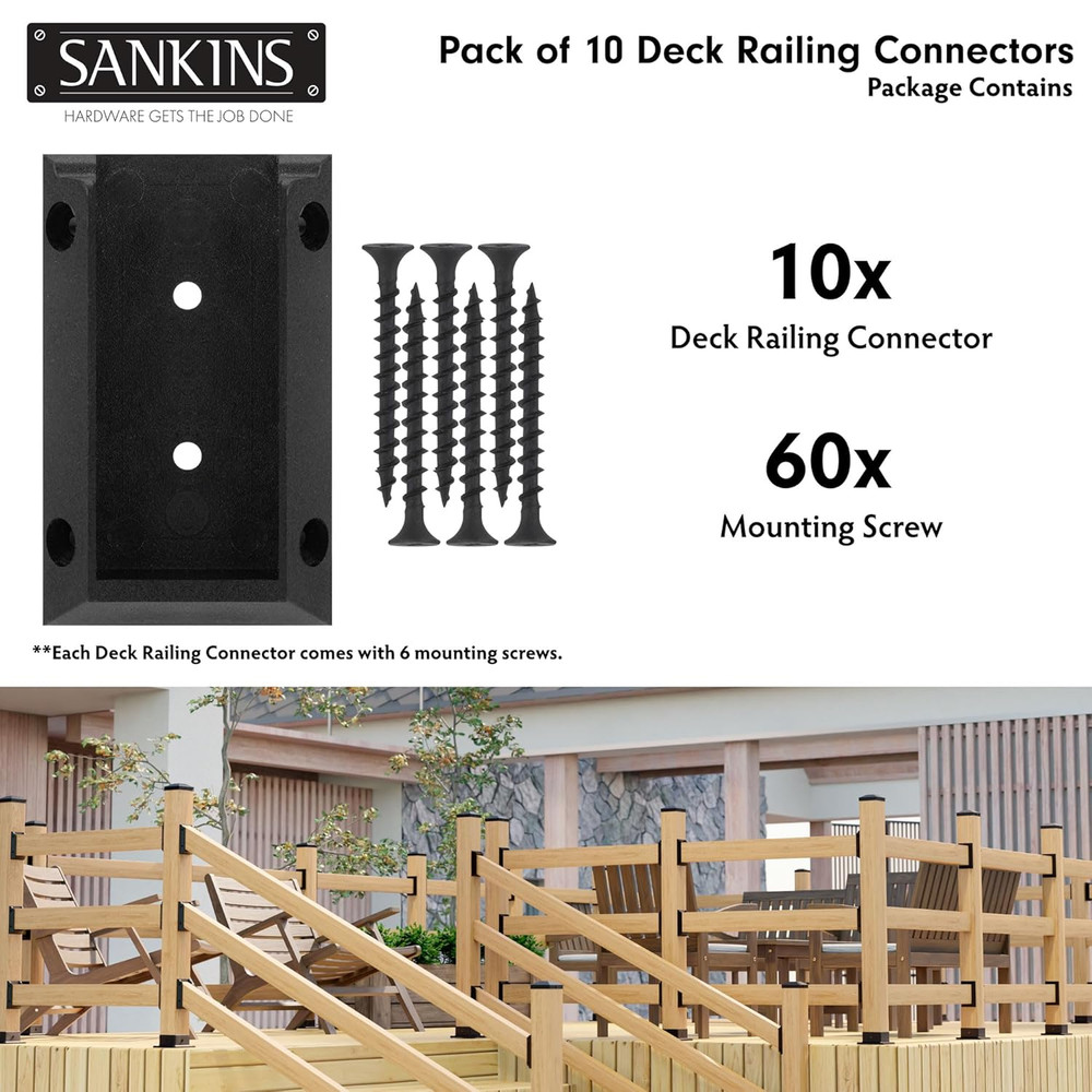 10Pcs Deck Railing Bracket Connectors for 2X4, Durable PP Plastic Deck Railing B