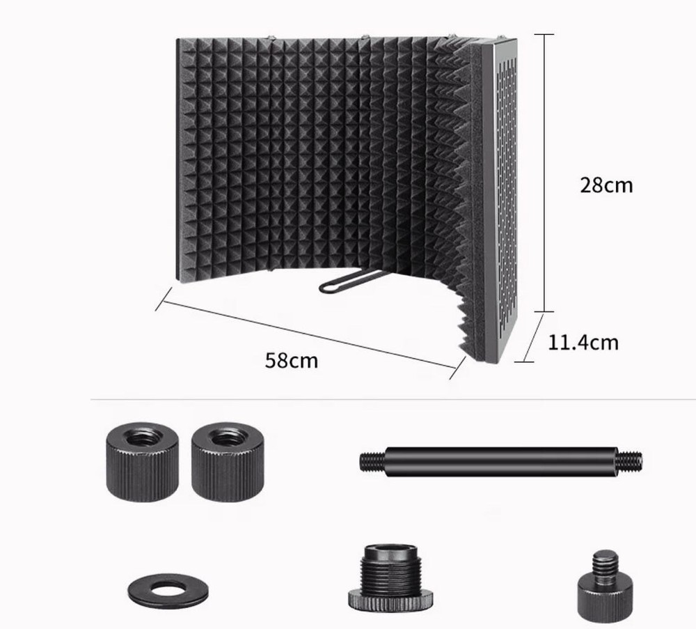 5 Panel Professional Studio Recording Microphone Isolation Shield