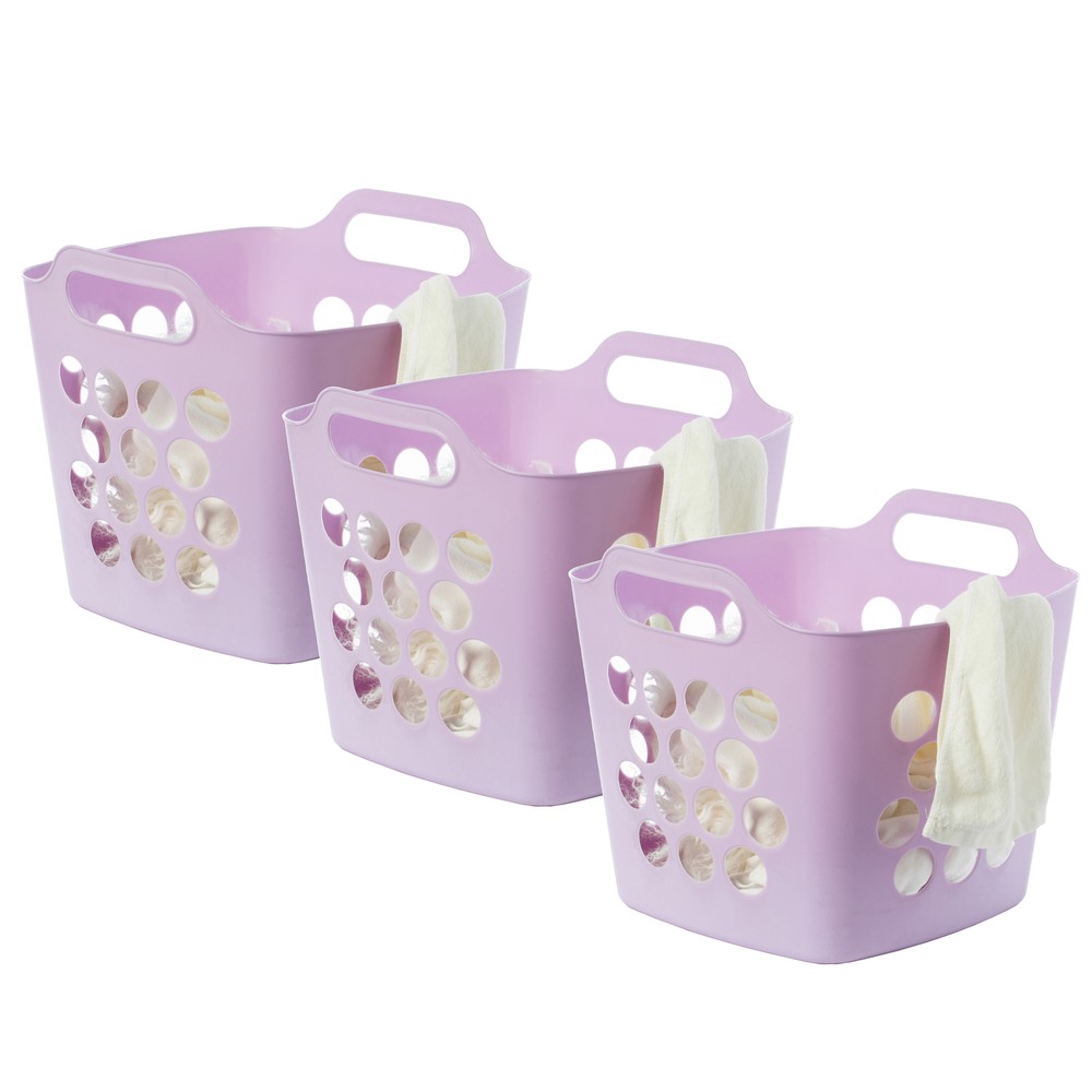 New Flexible Plastic Carry Laundry Basket Storage Hamper with Side Handle