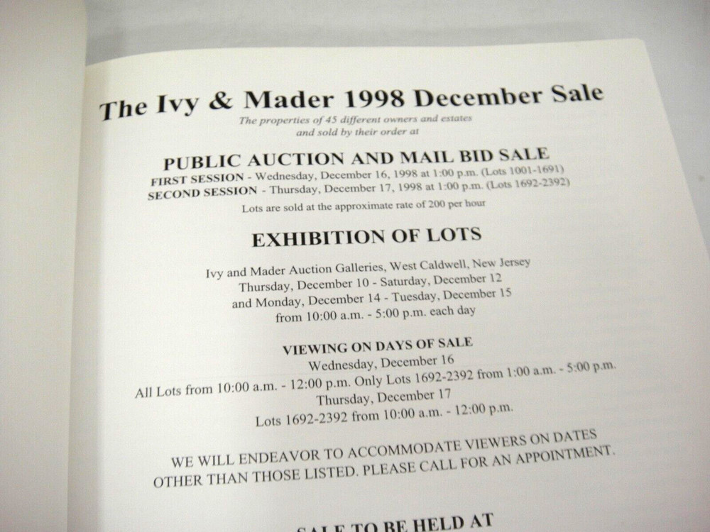 Ivy Mader Stamp Auction Catalog December 1998 US and Foreign